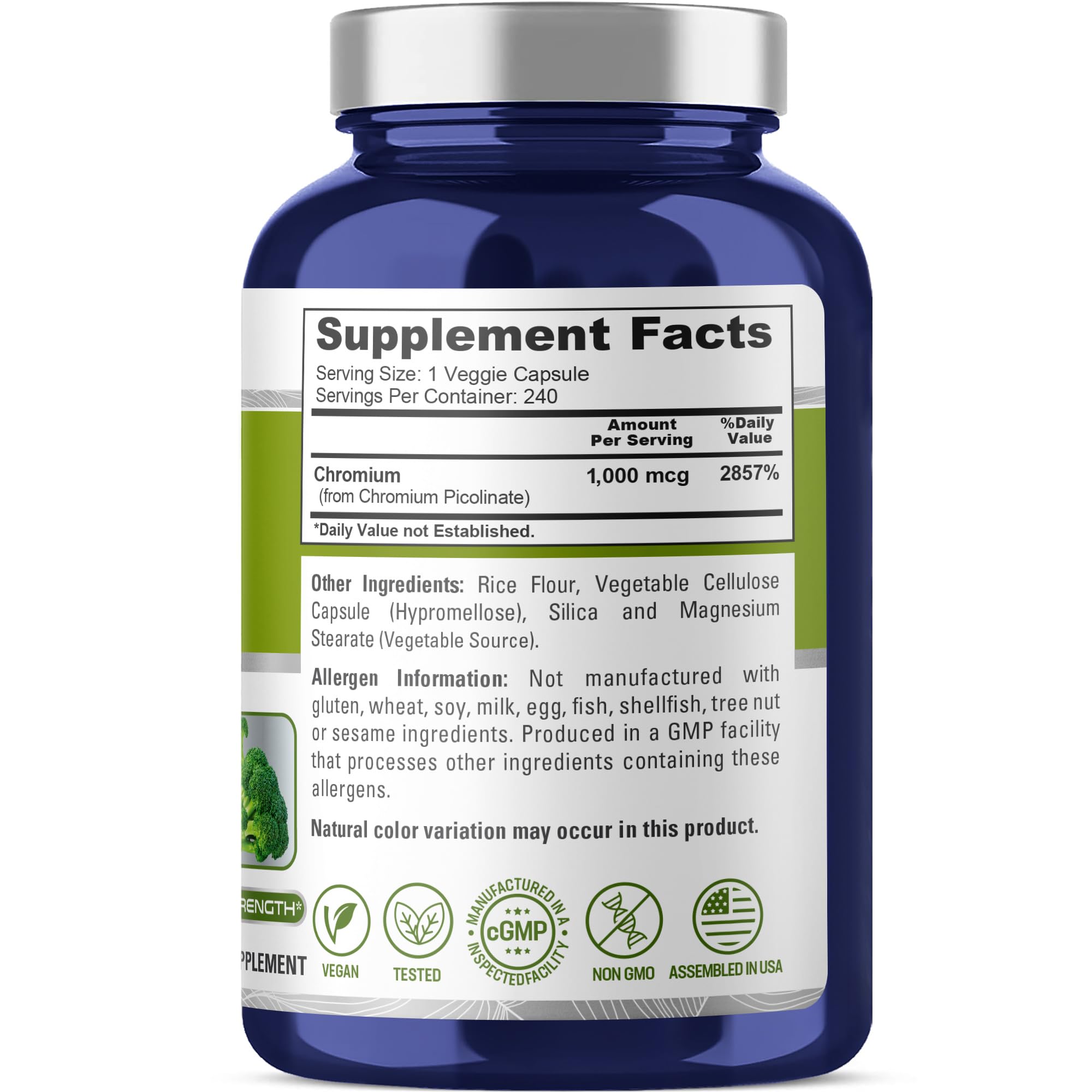 NusaPure Chromium Picolinate 1000mcg 240 Veggie Capsules (Non-GMO, Vegan) NusaPure Au supplements