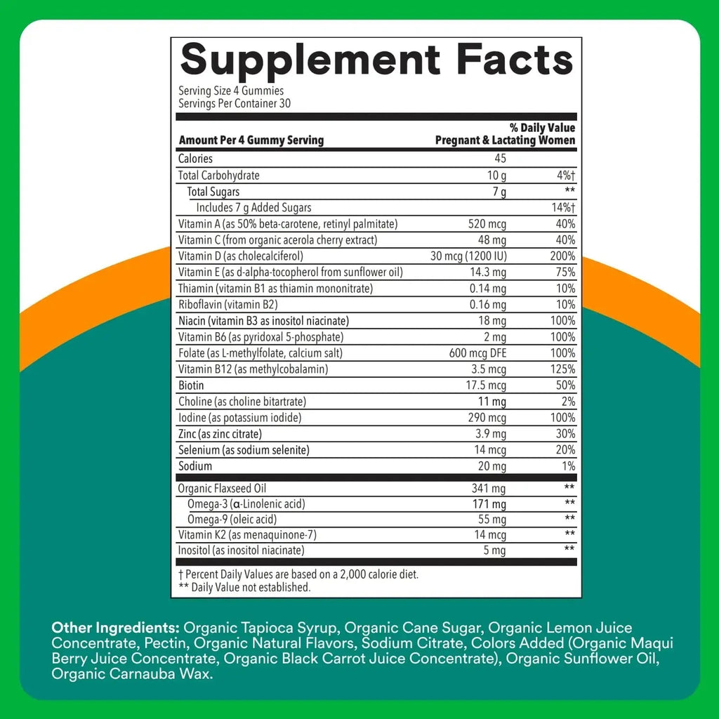 SmartyPants Organic Prenatal Vitamins for Women, Multivitamin Gummies: Biotin, Methylfolate, Omega 3 (ALA), Vitamin D3, C, Vitamin B12, B6, A, K2 & Zinc SmartyPants Au supplements