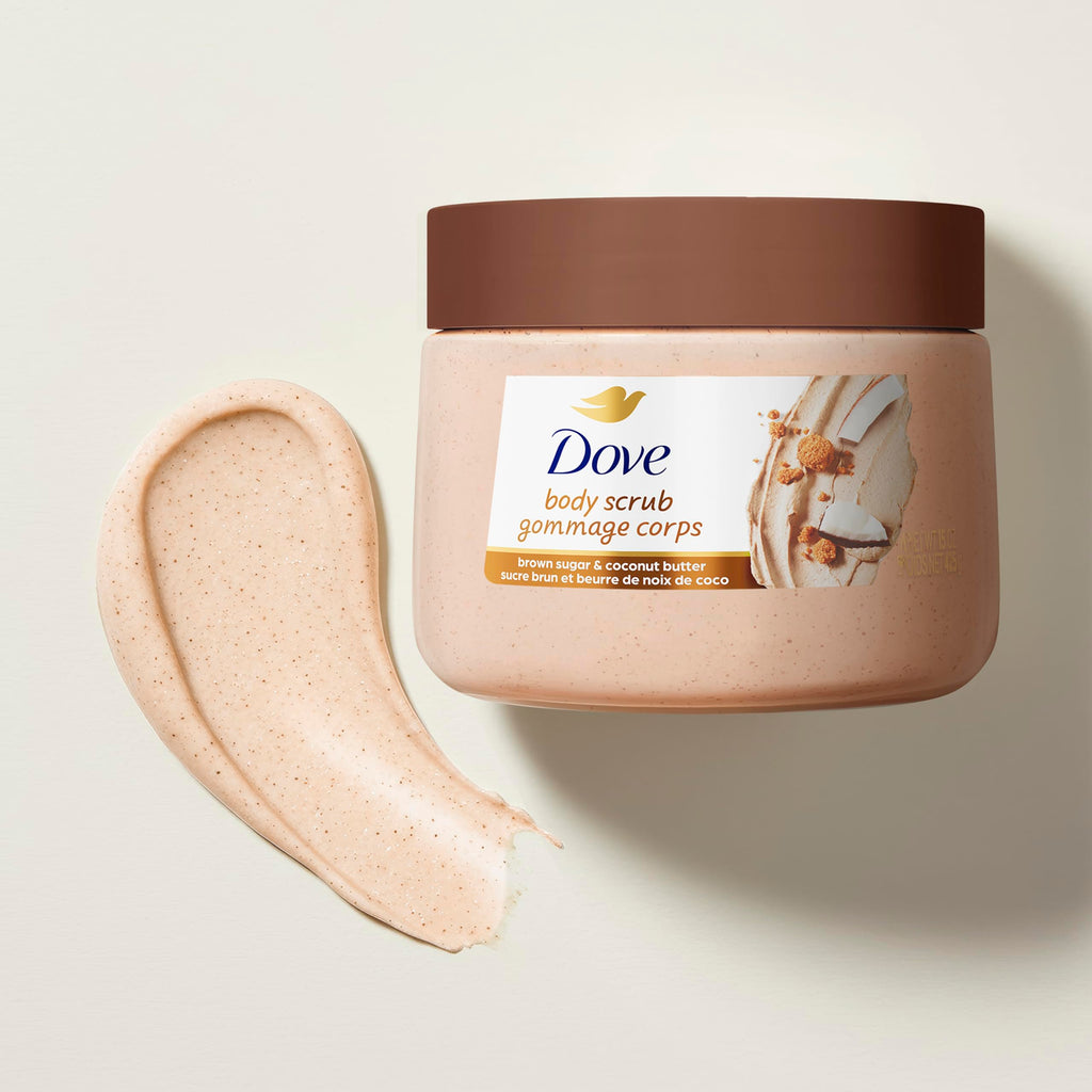 Dove Brown Sugar and Coconut Butter Body Scrub Exfoliates and Deeply Nourishes for Smooth, Radiant Skin 15 oz