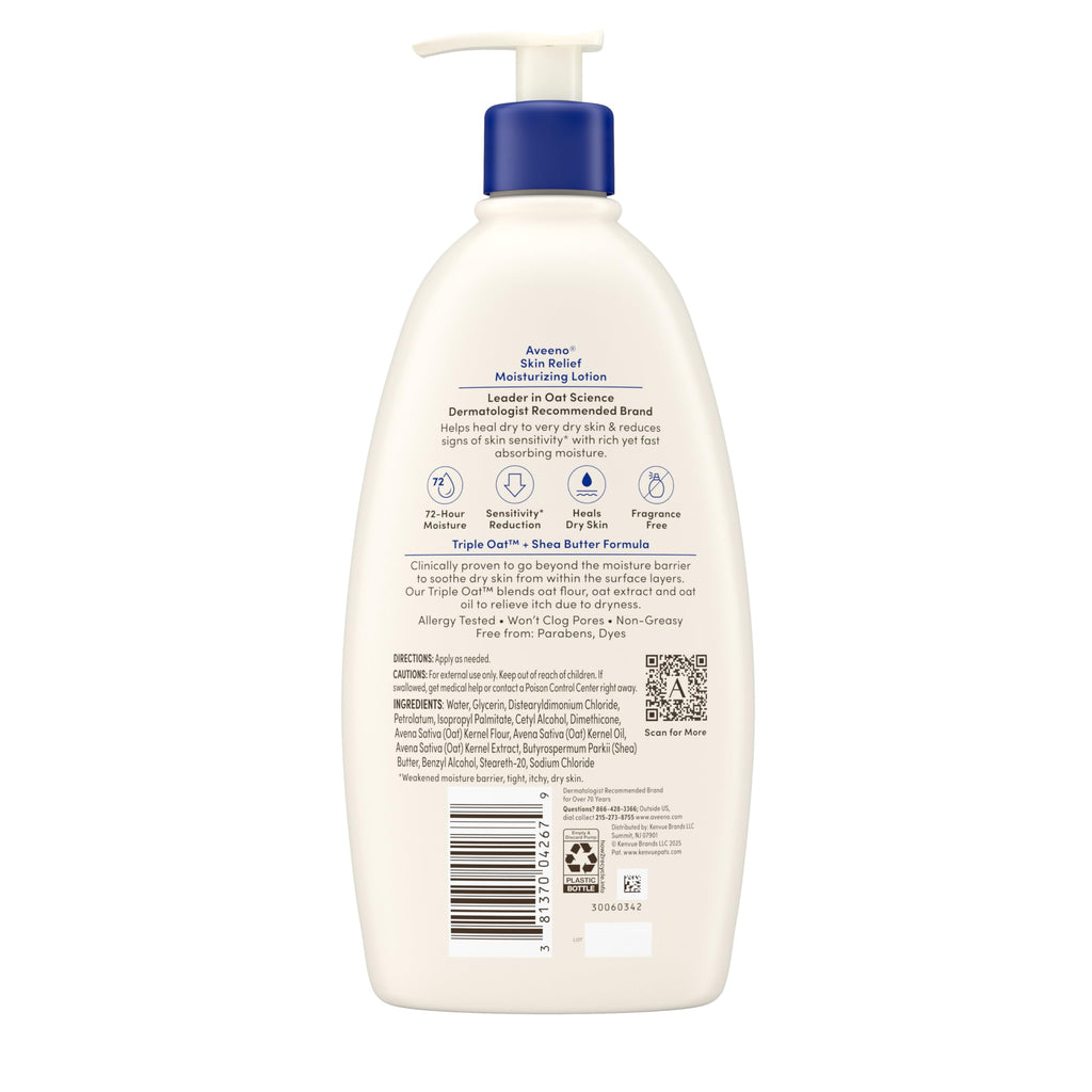 Aveeno Skin Relief Moisturizing Lotion Heals Very Dry, Sensitive Skin, Fast-Absorbing Body