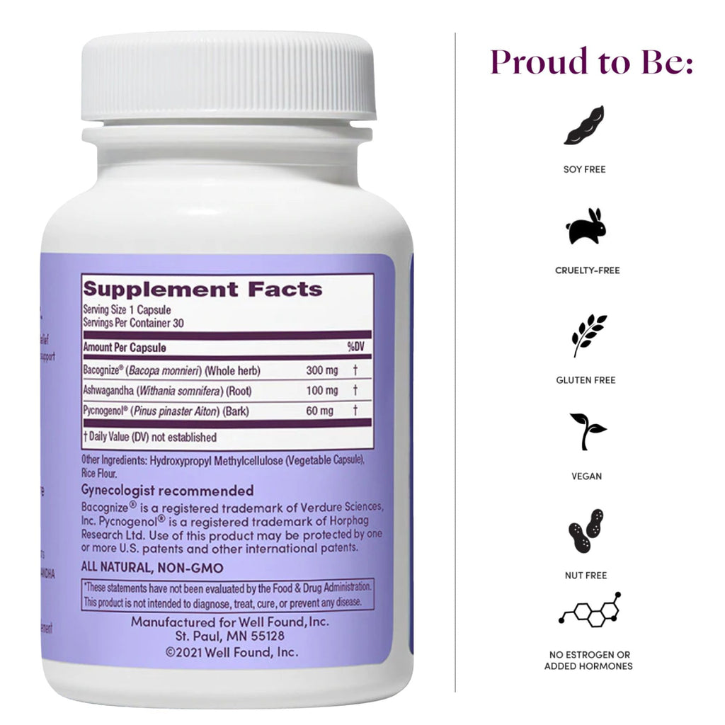 Womaness Menopause Supplements for Women - Hormone Balance for Women Perimenopause and Menopause - Ashwagandha, Pycnogenol and Bacognize for Hot Flashes, Brain Fog and Mood Hormone Free - 30 Capsules Womaness Au supplements