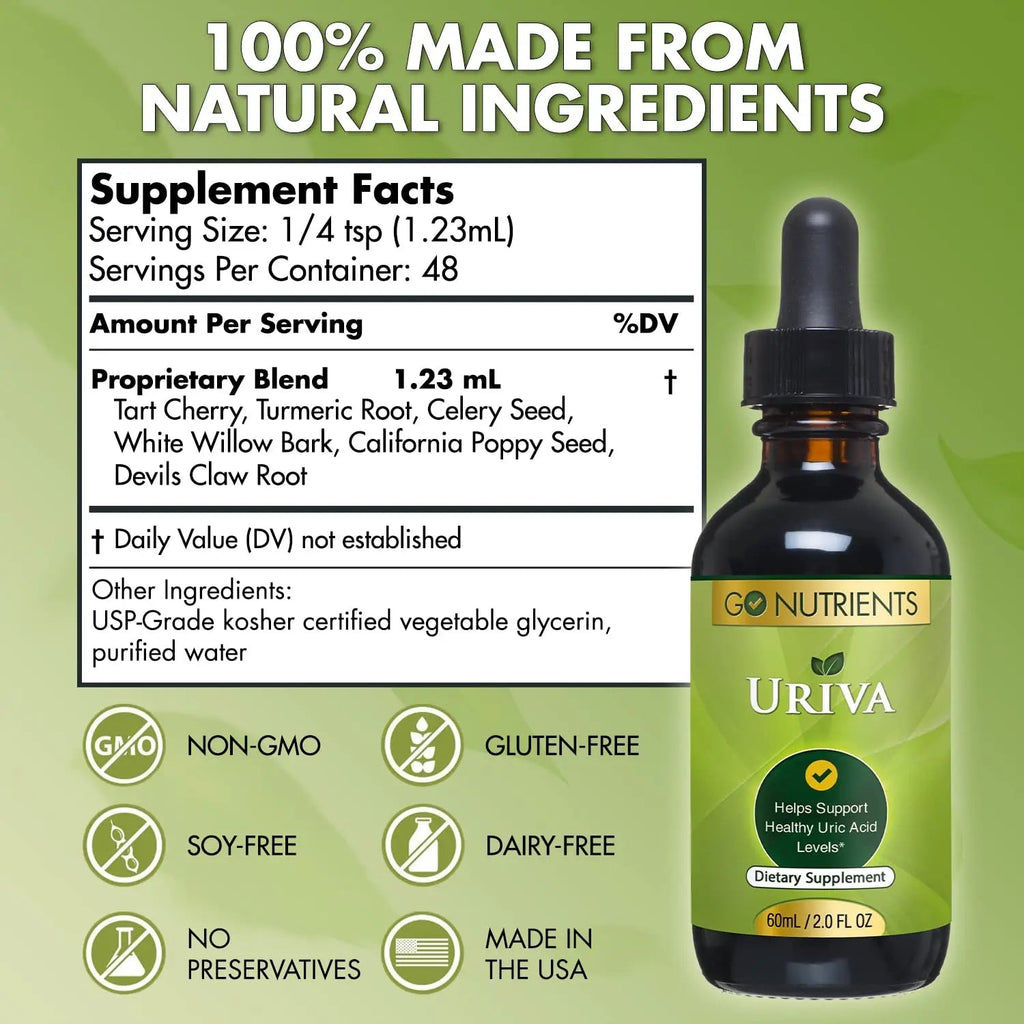 Go Nutrients Uriva Advanced Uric Acid Flush Cleanse with Tart Cherry Extract Celery Seed Extract Turmeric Go Nutrients Au supplements