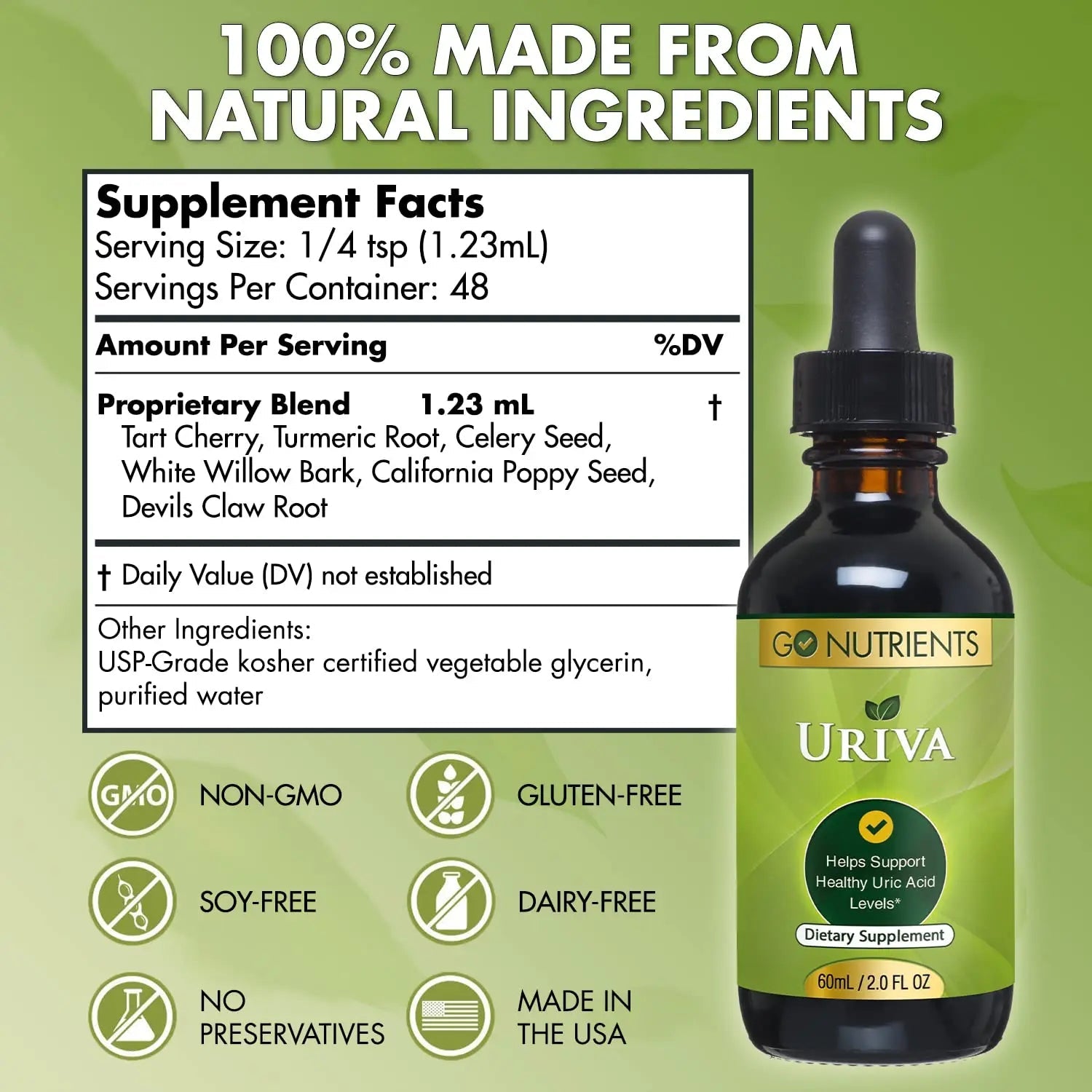 Go Nutrients Uriva Advanced Uric Acid Flush Cleanse with Tart Cherry Extract Celery Seed Extract Turmeric Go Nutrients Au supplements