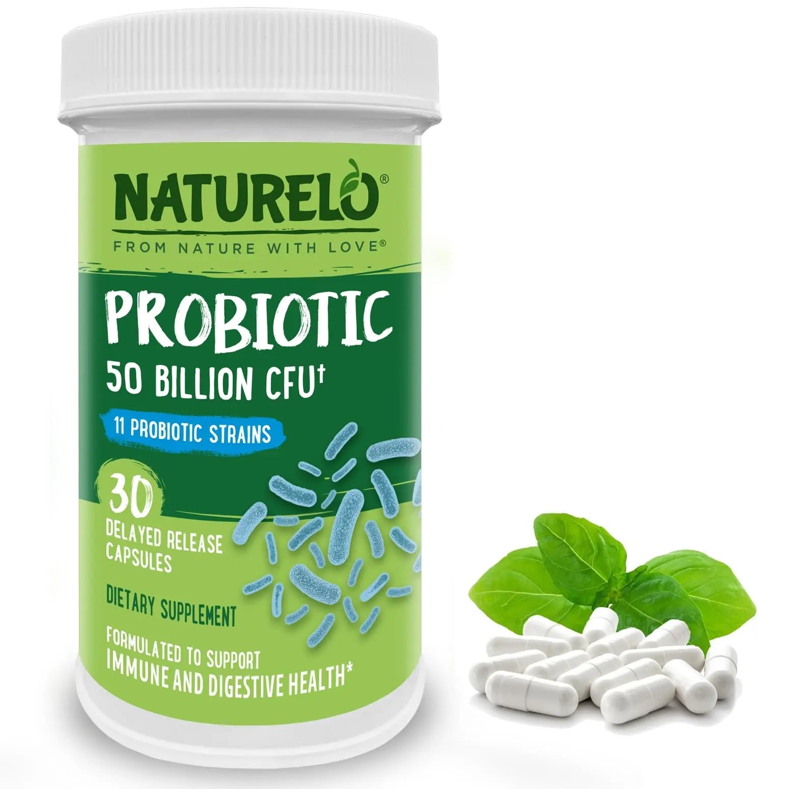 NATURELO Probiotic Supplement - 50 Billion CFU - 11 Strains - One Daily - Helps Support NATURELO Au supplements