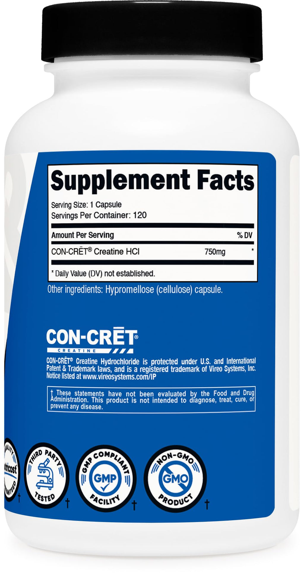 Nutricost Creatine HCl 120 Capsules - Made with CON-CRET Creatine, 750 MG Per Capsule Nutricost Au supplements