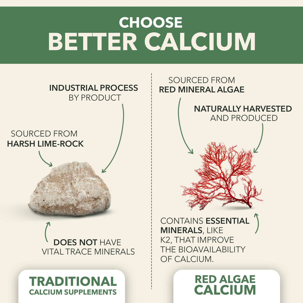 PlantFusion Vegan Calcium, Premium Plant Based Calcium (1000mg) Sourced from Icelandic Red Algae, Plus Magnesium, D3, K2