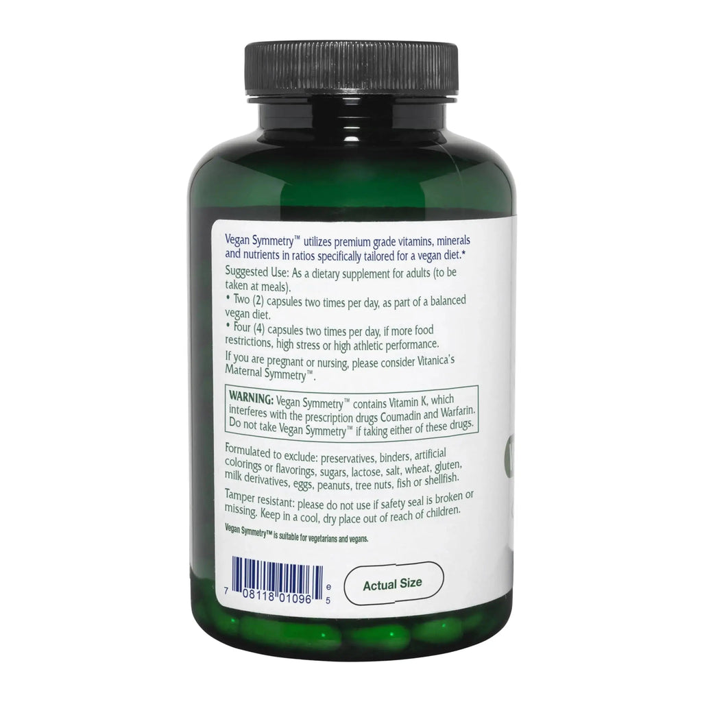 Vitanica Vegan Symmetry - Daily Multivitamin for Vegans - Heart, Bone & Immune System Health Support with Vitamin B12, Zinc, Calcium Vitanica Au supplements