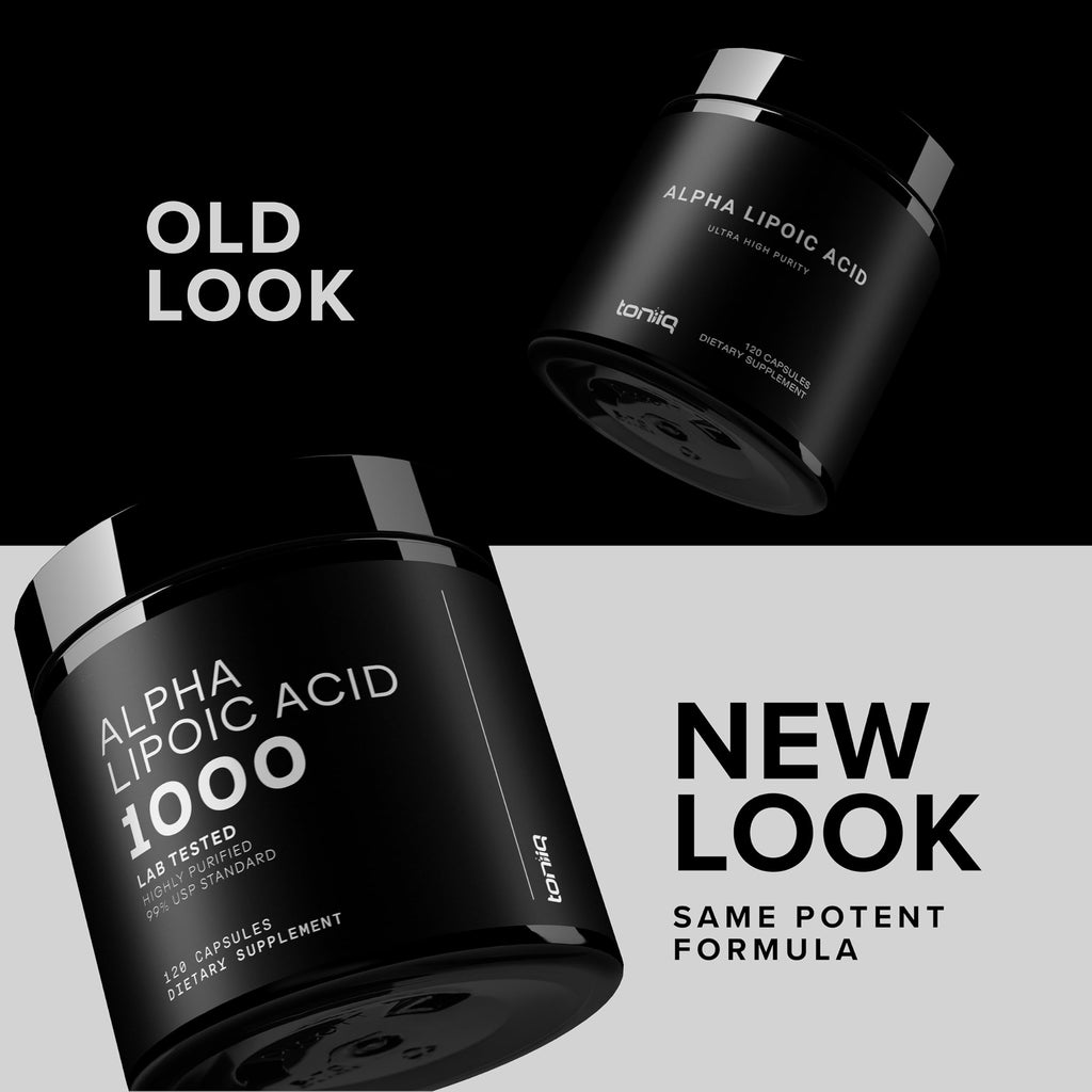 Toniiq 1000mg Ultra High Strength Alpha Lipoic Acid Capsules - Highly Purified 99%+ USP Standard - 120 Capsules ALA Supplement Toniiq Au supplements