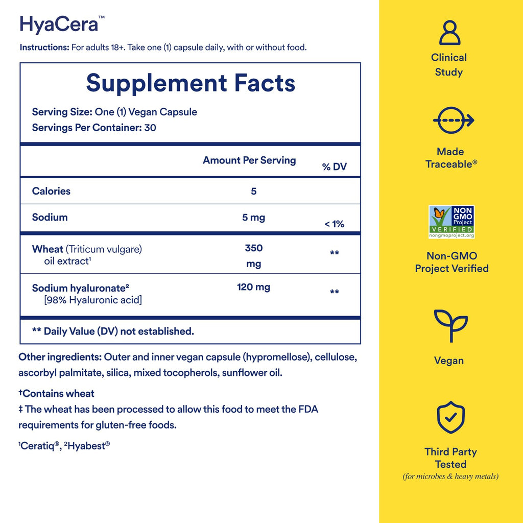 Ritual Hyaluronic Acid Skin Supplement - With Hyabest® and Ceratiq® - HyaCera Clinically Proven to Reduce Wrinkles, Fine Lines & Improve Skin Smoothness