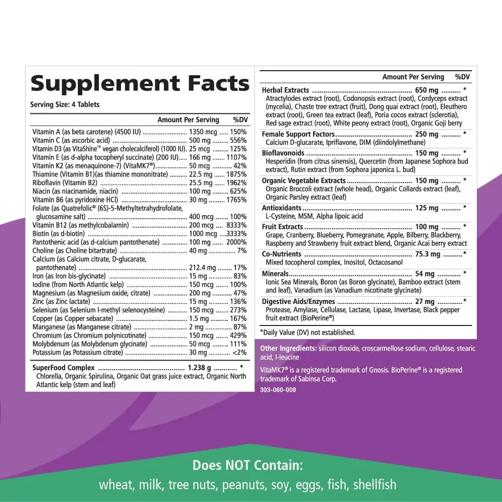 PURE ESSENCE LABS LifeEssence Women's Formula - World's Most Energetic Multiple - The Master Multiple - 120 Tablets PURE ESSENCE LABS Au supplements