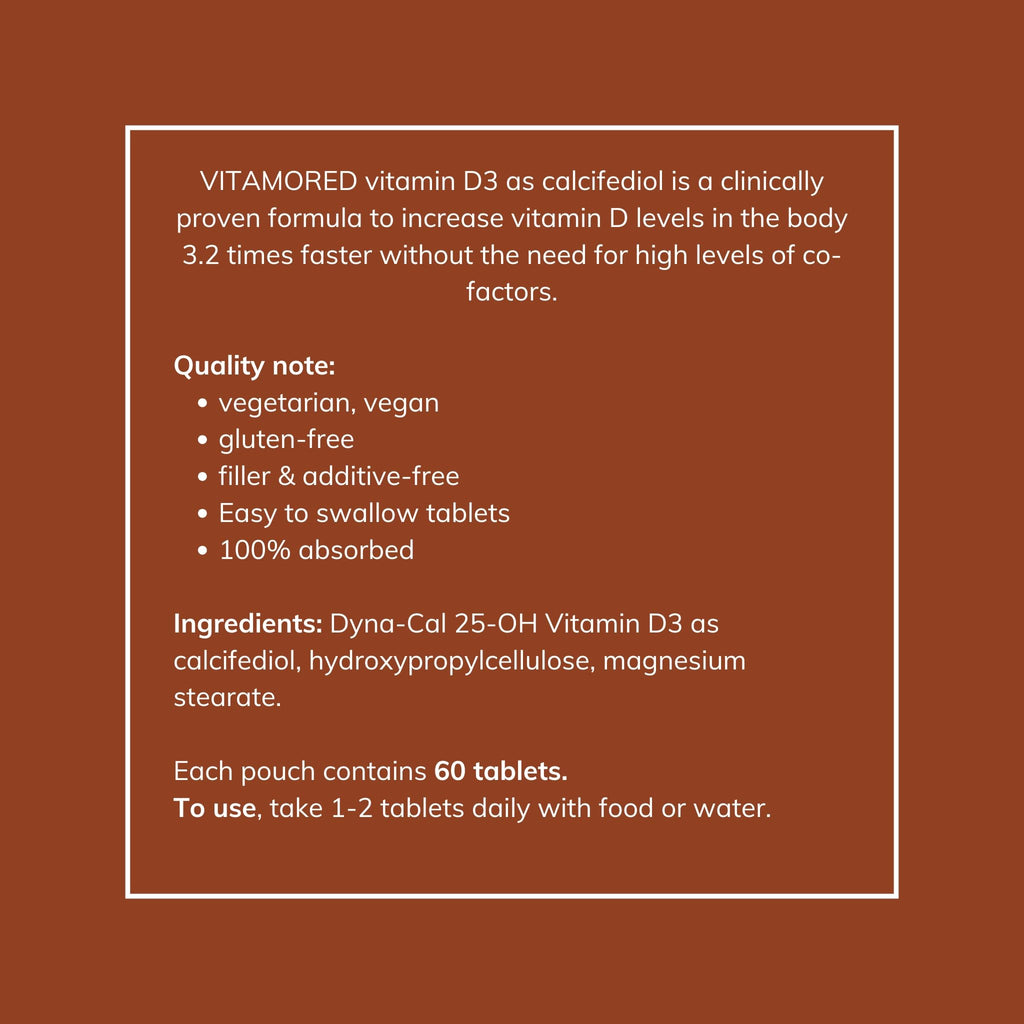 VitamoreD Vitamin D Calcifediol 10 mcg | Easy Swallow Tablets | Two-A-Day | 30 Day Supply | 60 Tablets