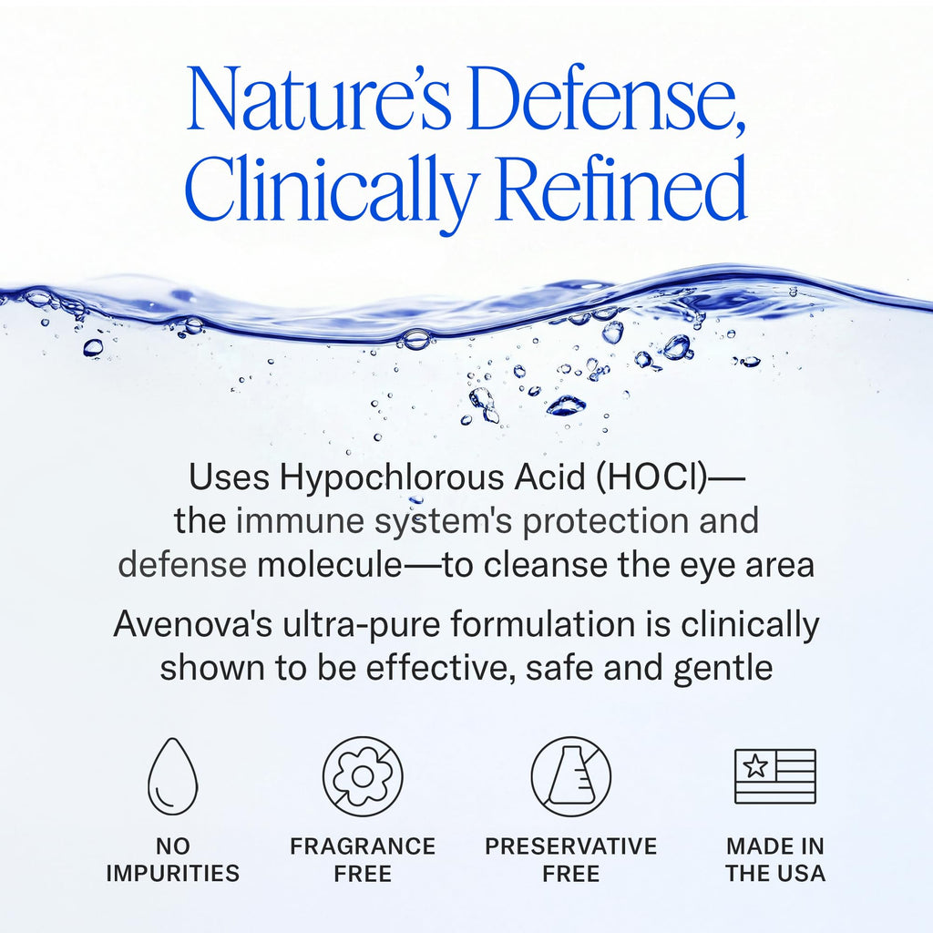 Avenova Eyelid and Eyelash Cleanser Spray - 20ml Bottle - Gentle Everyday Pure Hypochlorous Acid Spray for Eye Irritation