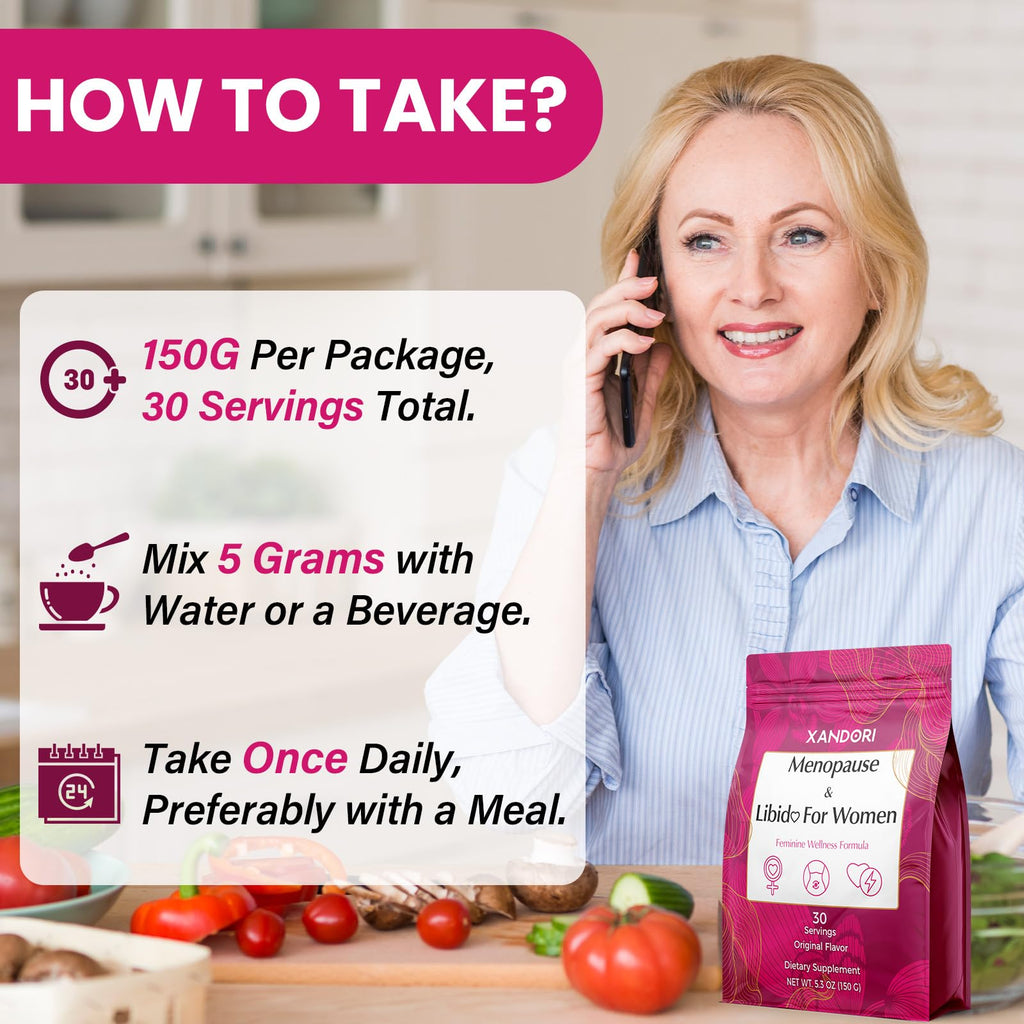 Menopause Supplements for Women, 10-in-1 Hormone Balance for Women, with Red Clover, Korean Ginseng, Shatavari - Menopause & Libisoothe Powder for Desire, Hot Flashes, Night Sweats & Mood - 5.3 Oz Xandori Au supplements