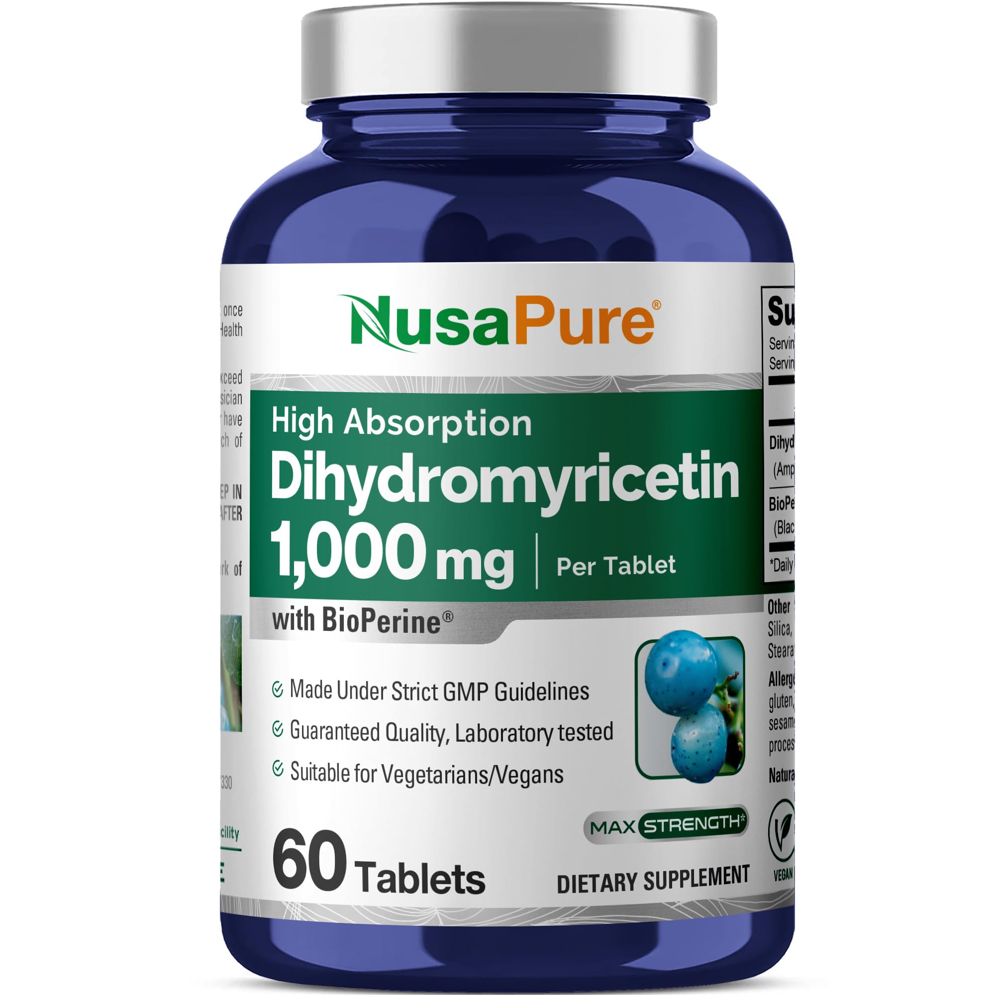 NusaPure Dihydromyricetin (DHM) 1,000mg 60 Veggie Tablets (No GMO & 100% Vegetarian) NusaPure Au supplements