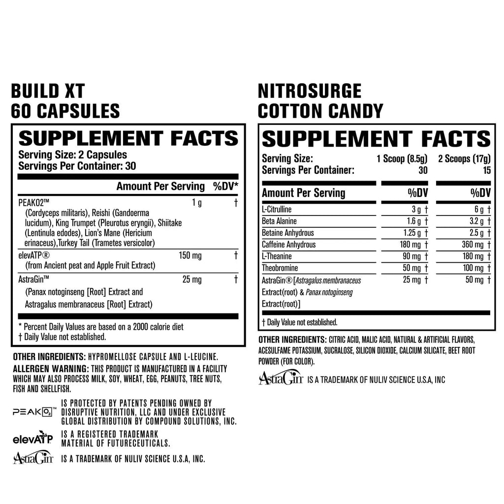 Jacked Factory Nitrosurge Pre-Workout in Cotton Candy & Build XT Muscle Building Bundle Jacked Factory Au supplements