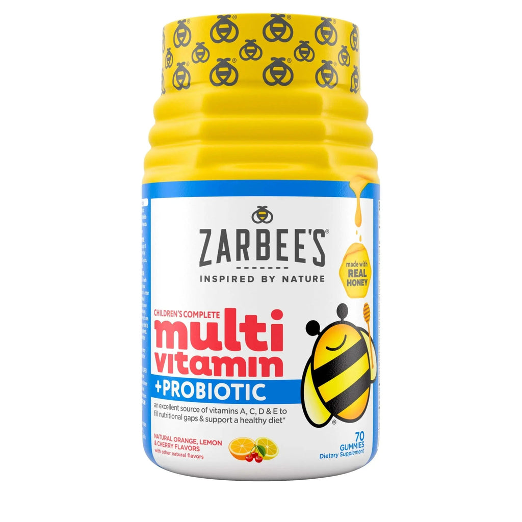 Zarbee's Kid's Complete Multivitamin + Probiotic Gummies with Vitamins A B C D E & zinc for Digestive Health Easy To Chew Kids Daily Multivitamin Gummies Natural Fruit 70 Count Zarbee's Au supplements