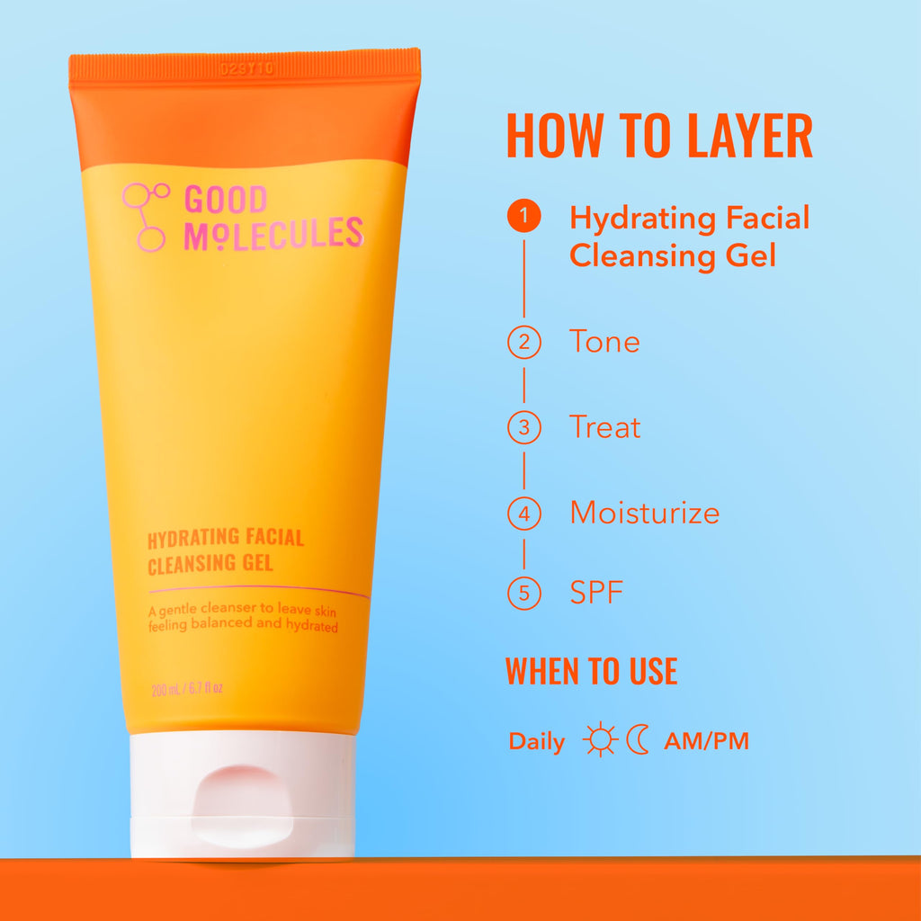 Good Molecules Hydrating Facial Cleansing Gel - Face Wash with Rosewater and Pineapple Extracts to Brighten, Cleanse, and Moisturize - Facial Cleanser, Skin Care