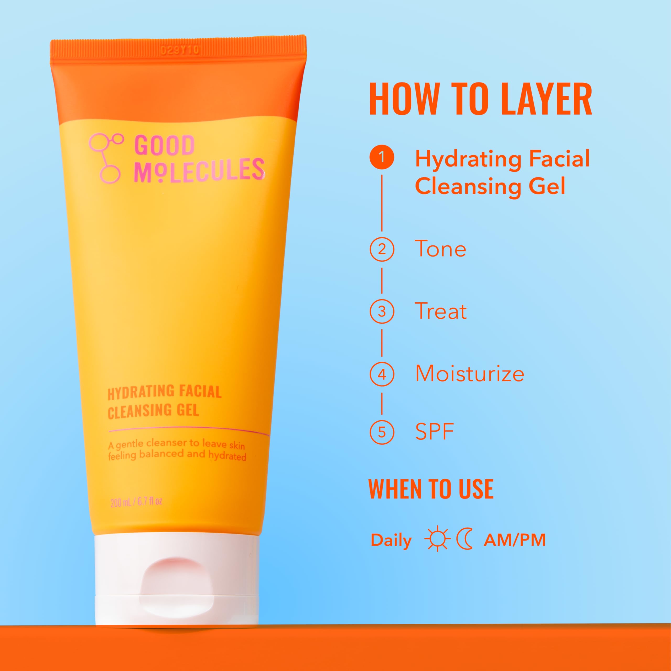 Good Molecules Hydrating Facial Cleansing Gel - Face Wash with Rosewater and Pineapple Extracts to Brighten, Cleanse, and Moisturize - Facial Cleanser, Skin Care