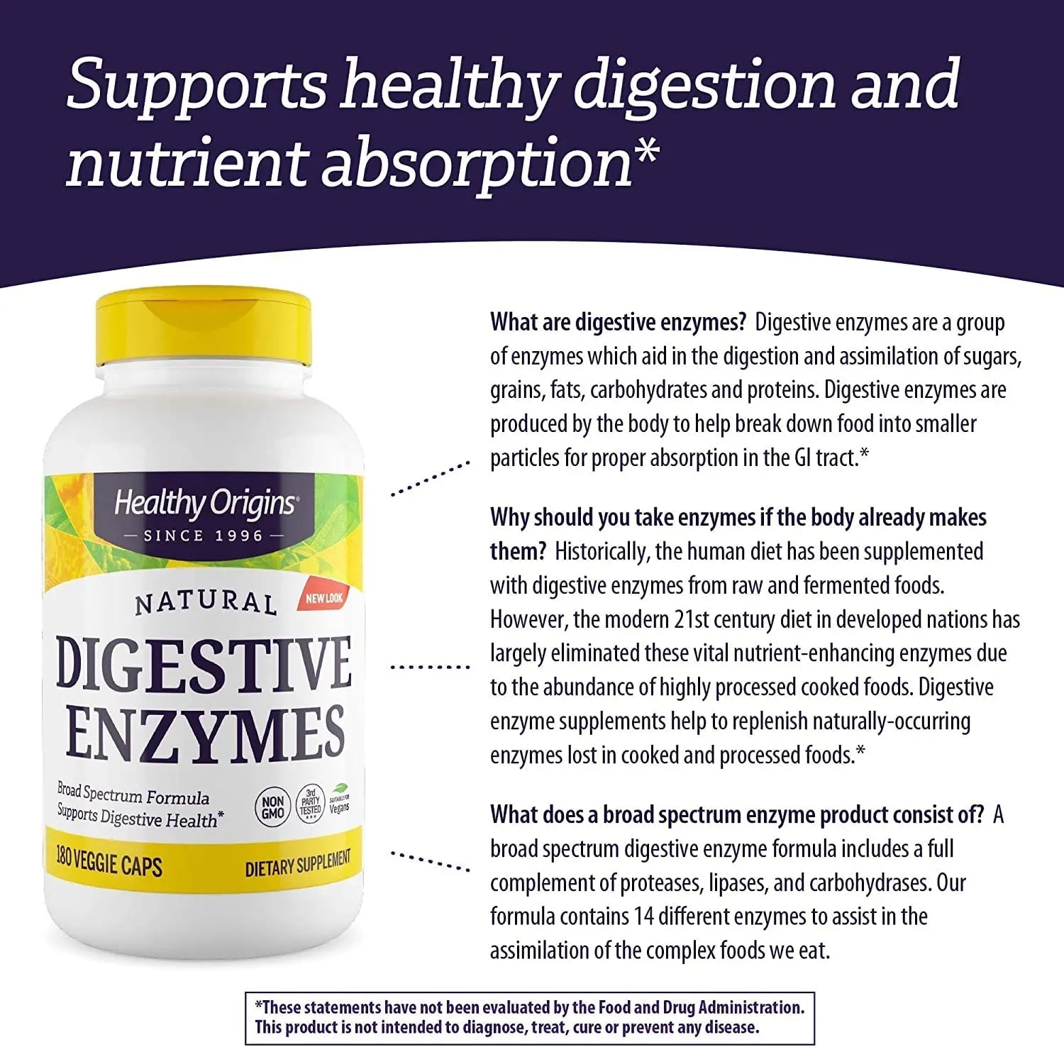 Healthy Origins Digestive Enzymes (NEC) Broad Spectrum - with Protease Healthy Origins Au supplements