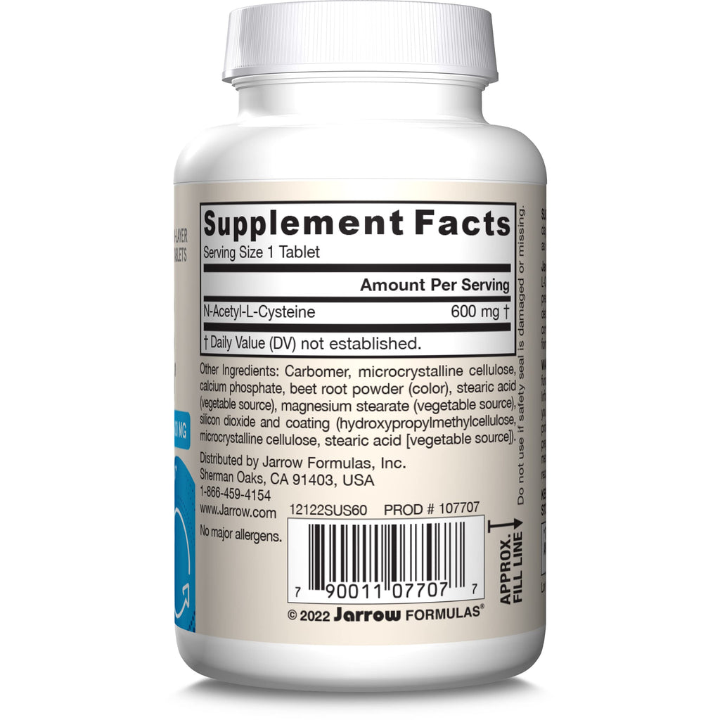 Jarrow Formulas N-A-C Sustain 600 mg, Dietary Supplement, NAC 600 mg, an Antioxidant Amino Acid Support
