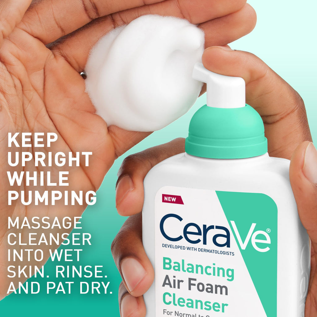 CeraVe Balancing Air Foam Face Wash, Foaming Facial Cleanser For Combination Skin, 8HR Oil Control + 24HR Hydration