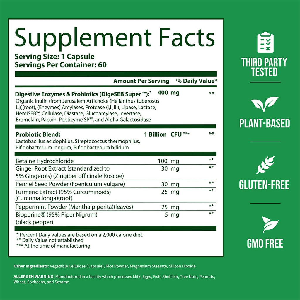 GoBiotix Digestive Enzymes Supplement with Prebiotics and Probiotics for Women and Men - Gut Health, Gluten Digestion, Lactose Absorption