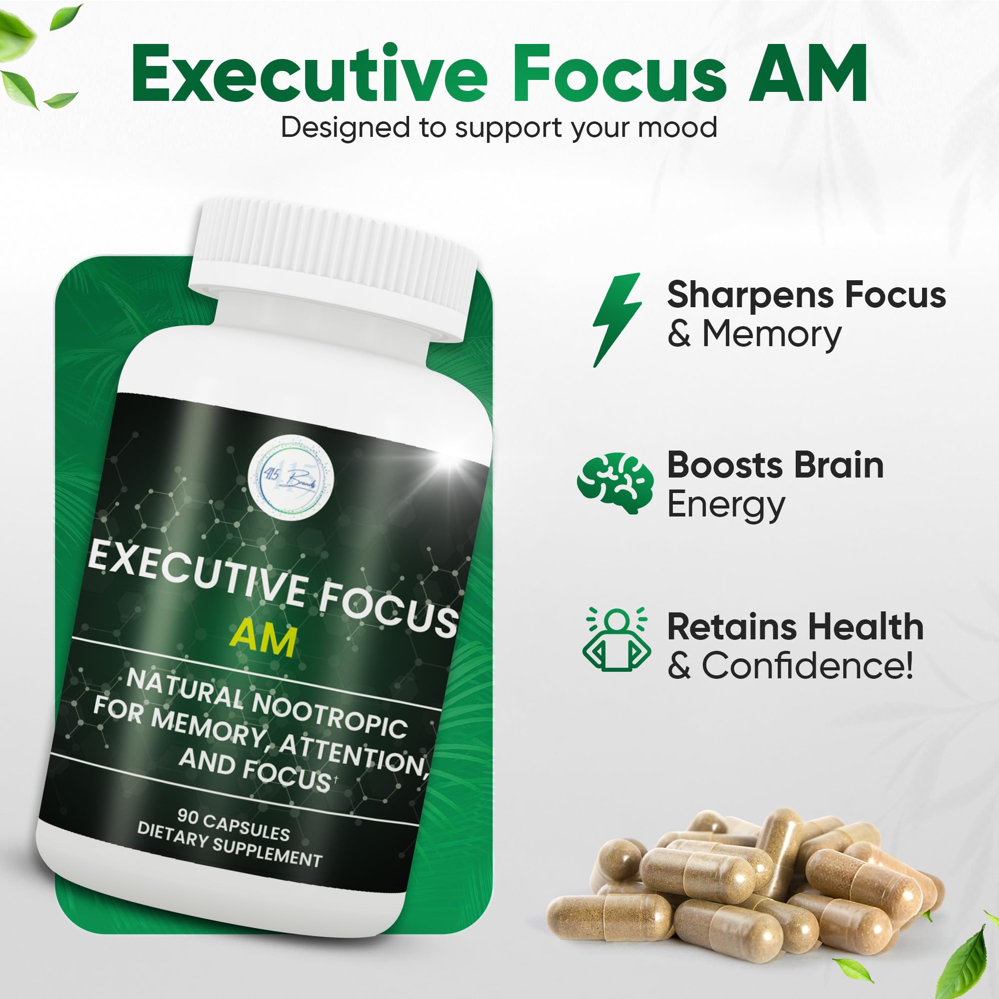 12-in-1 Natural Nootropic Brain Supplement for Memory and Focus, Nootropic for Men & Women, Brain Support Pill for Adults, Brain Vitamins - Focus 30 Day Supply Executive Focus Au supplements