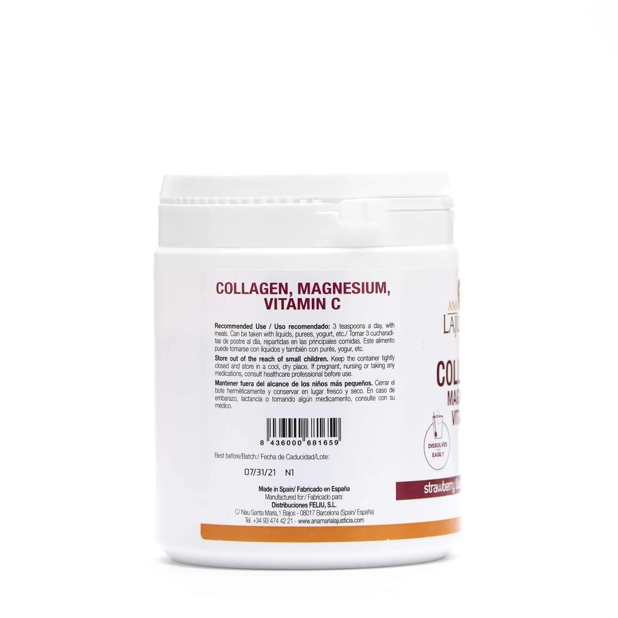 Ana Maria Lajusticia – Collagen with magnesium and vit c – 350 grams (strawberry flavour) Ana María Lajusticia Au supplements