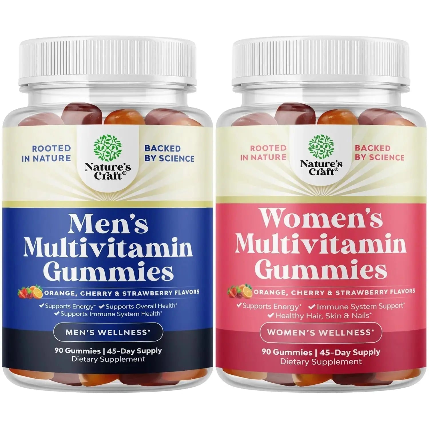 Bundle of Daily Mens Multivitamins Gummies with Zinc and Biotin for Energy and Immunity and Daily Multivitamin for Women Gummies - Gummy Vitamins for Health and Wellness Natures Craft Au supplements