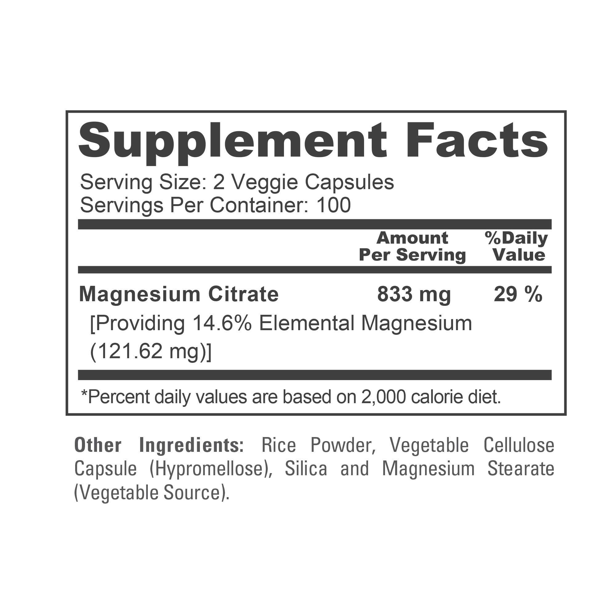 NusaPure Magnesium Citrate 833mg - 200 Veggie Capsules (Vegetarian, Non-GMO, Vegan) NusaPure Au supplements