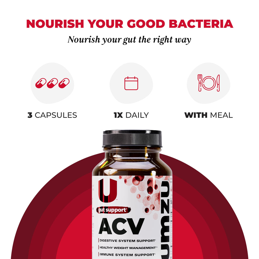 UMZU zuACV Apple Cider Vinegar + Prebiotics Supplement, (30 Day Supply) – ACV & Inulin Fiber Blend – Gut Health Support with ACV Capsules