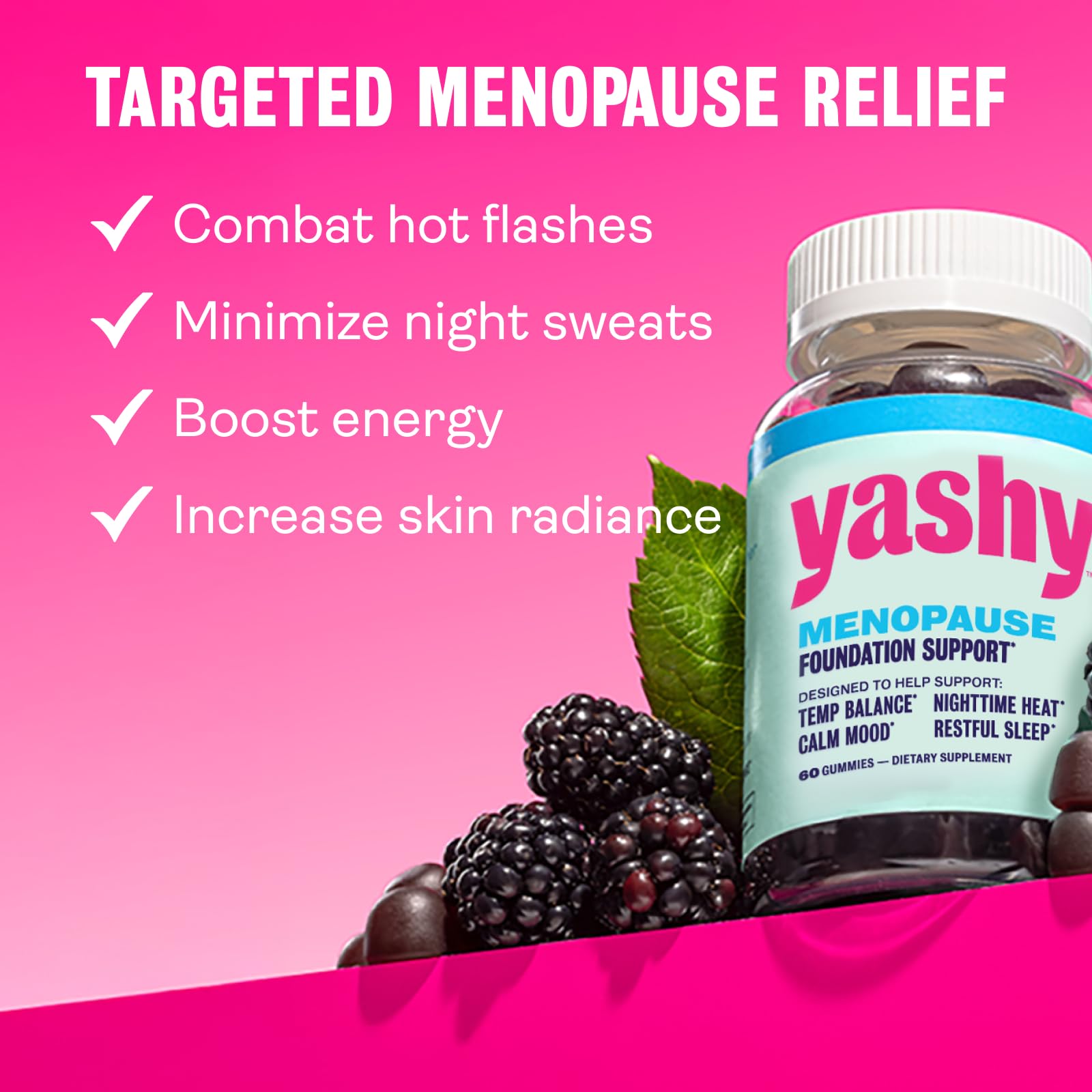 Yashy Gummies for Menopause | Hormone-Free Supplements for Women | Clinically Backed | 30 Servings | Helps Alleviate Hot Flashes, Night Sweats, & Mood Swings | Supports Libido | BlackBerry Flavor YASHY Au supplements