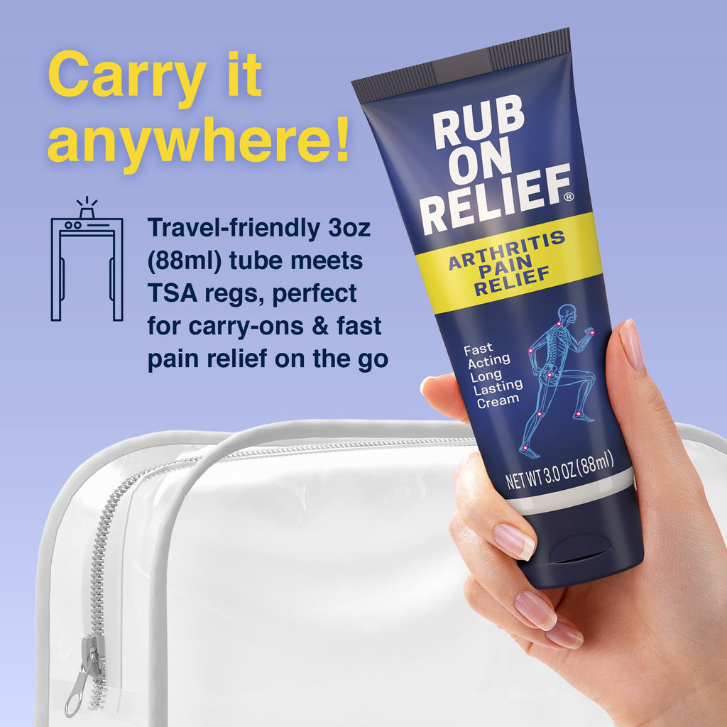 RUB ON RELIEF Arthritis Pain Relief Cream – 10-in-1 Non-Greasy Joints Pain Cream for Knees, Back, Neck, Hands, & Muscle Aches with Menthol, Camphor, Arnica, MSM & Turmeric Up to 8 Hours, 3oz (3 Pack) RUB ON RELIEF Au supplements