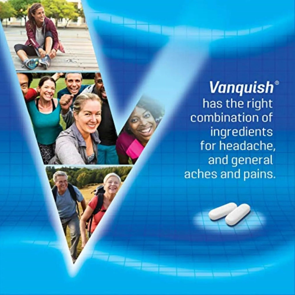 Vanquish Headache Relief, Acetaminophen, Aspirin, Caffeine, 100 Caplets, Packaging May Vary Vanquish Au supplements