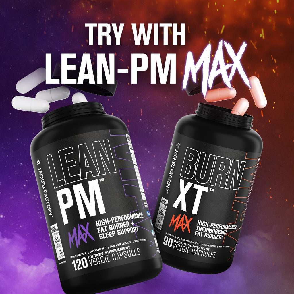Jacked Factory Burn-XT Max - High-Performance Thermogenic Fat Burner & Appetite Suppressant for Weight Loss w/PurCaf Organic Caffeine, MitoBurn, Green Tea