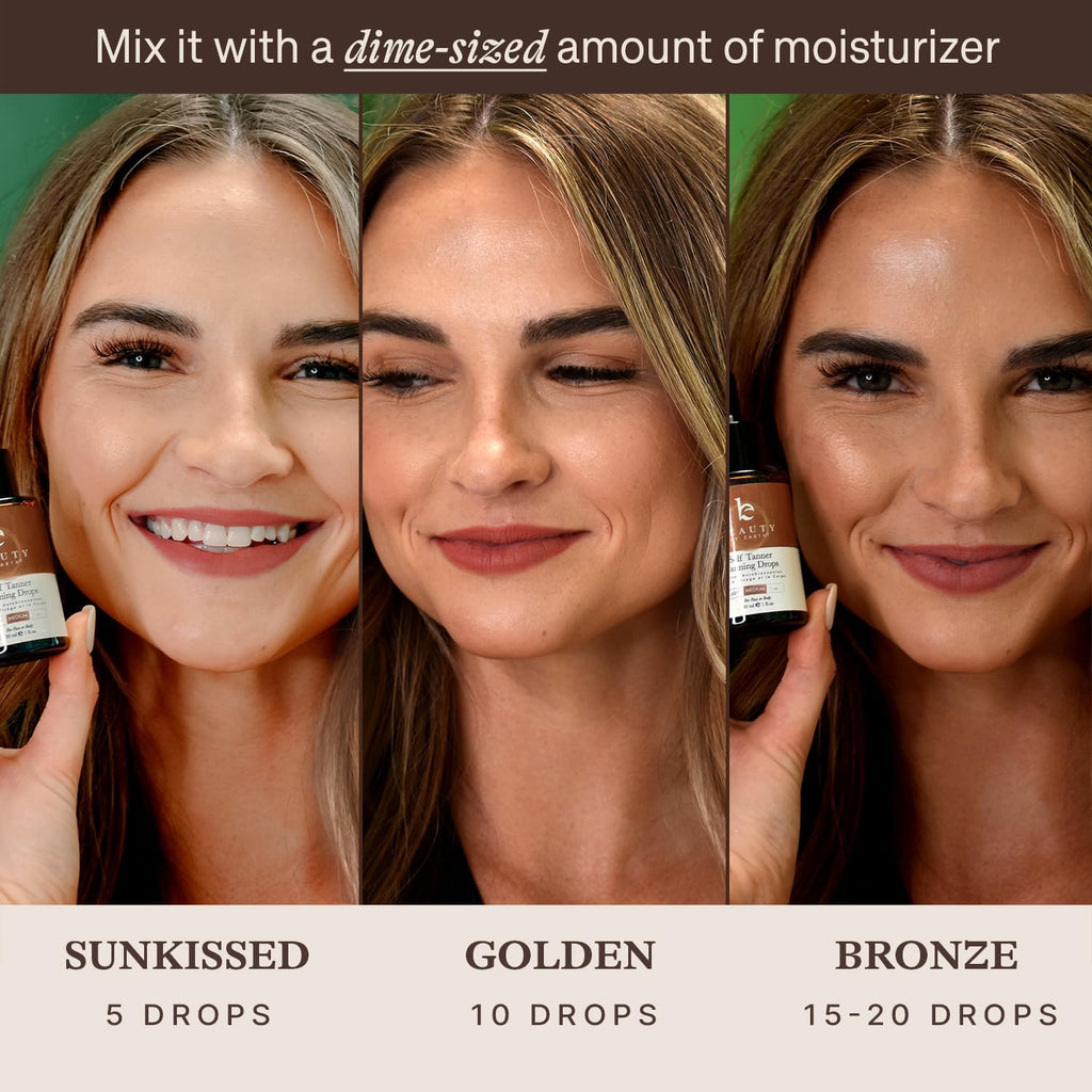 Self Tanning Drops - USA Made with Natural & Organic Ingredients, Medium Face Tanning Drops to Add to Lotion