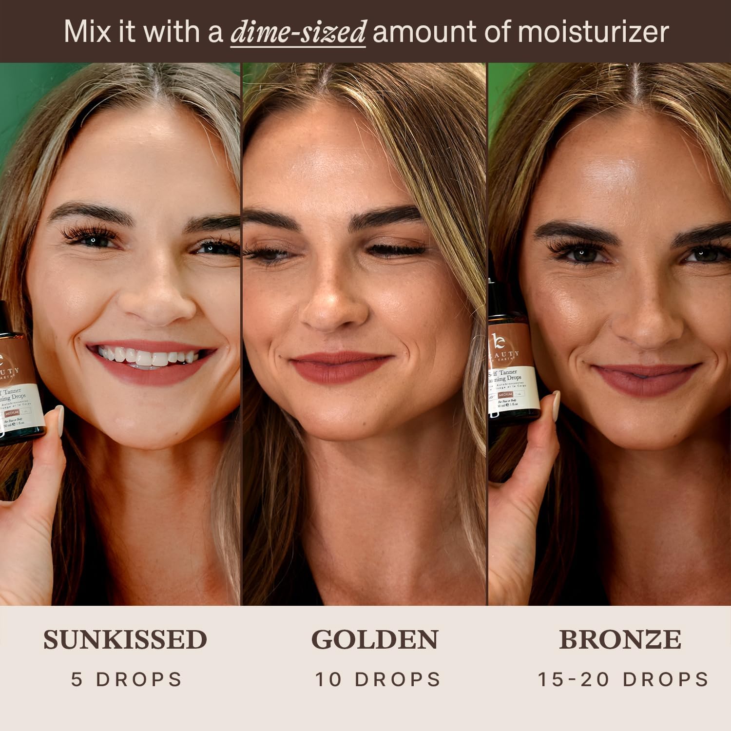 Self Tanning Drops - USA Made with Natural & Organic Ingredients, Medium Face Tanning Drops to Add to Lotion