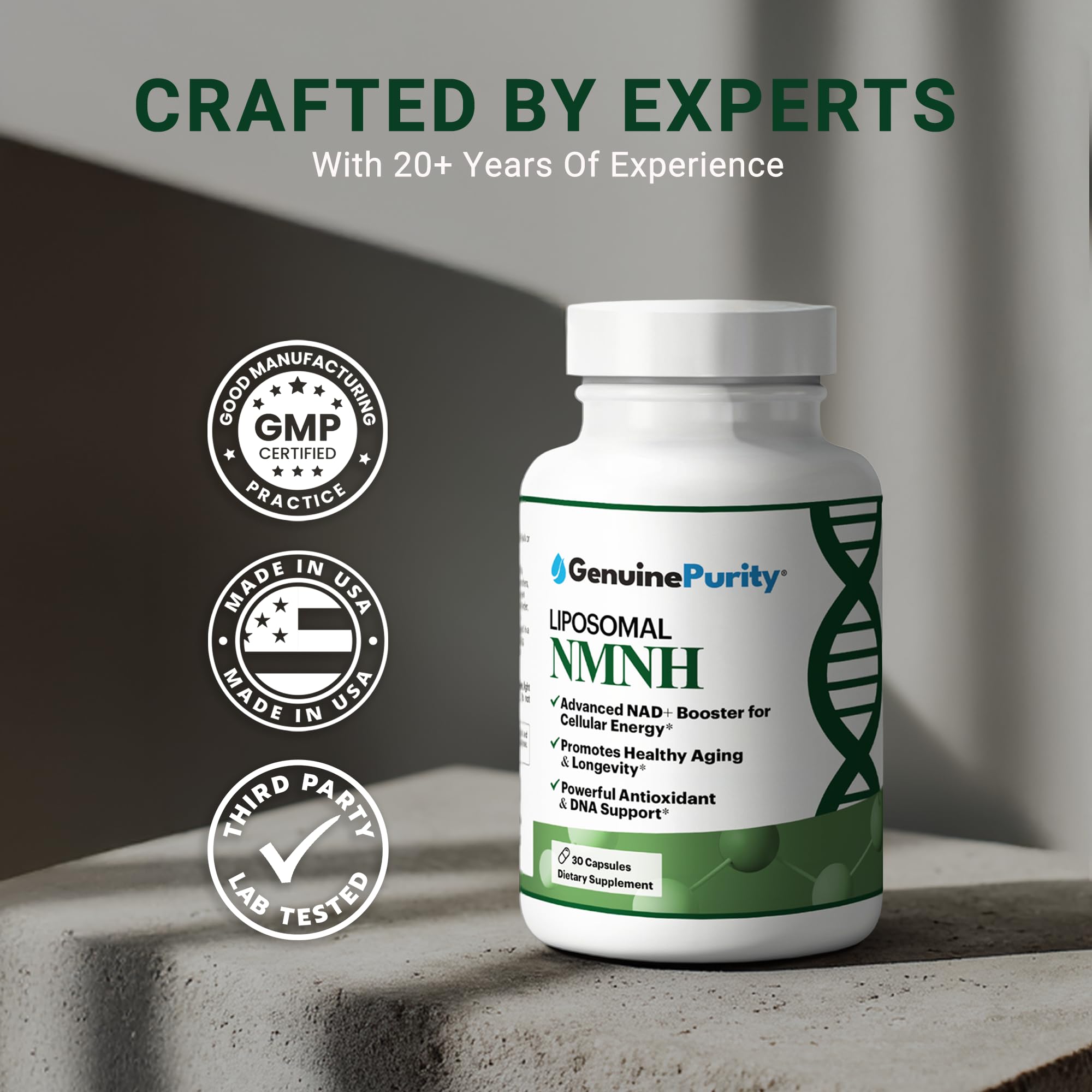 GenuinePurity - NMNH NAD Supplement - 250mg, 30 Count Liposomal NAD+ Supplement for Cellular Health & Energy - GMP Certified Advanced Reduced Form of NMN for Superior Stability & Absorption GenuinePurity Au supplements