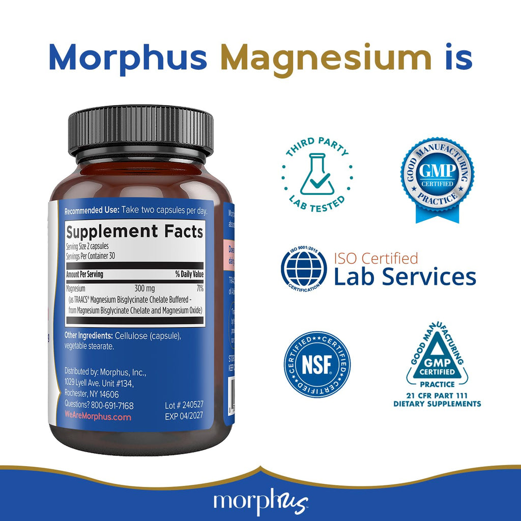 Morphus Magnesium Bisglycinate Chelate 300mg Supplement | 60 Capsules | Helps Women with Perimenopause & Menopause Symptoms | Restful Sleep, De-Stress, Relaxes Muscles & Nerves | Fast Absorption MORPHUS Au supplements