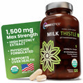 OmniBiotics Organic Milk Thistle Supplement 1500mg – 4X Concentrated Extract with Silymarin – High Potency Liver Detox & Support