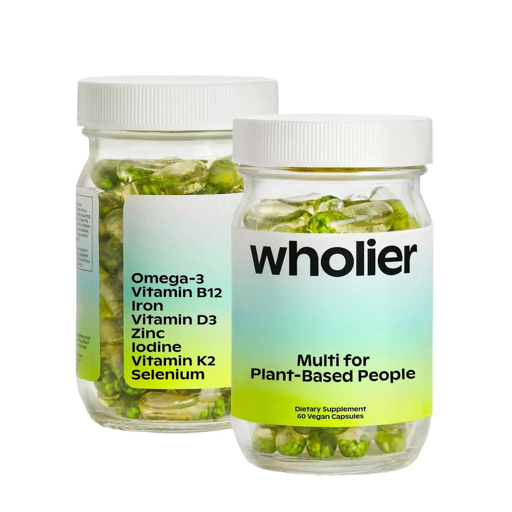 wholier Plant Based Multivitamin Vegan Omega-3 DHA EPA, Vitamin D, B12, Zinc, Vitamin K2, Iron, Iodine, Selenium wholier Au supplements