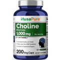 NusaPure Choline Bitartrate - Suitable for Vegetarian/Vegan, Non - GMO - 1000 mg 200 Capsules NusaPure Au supplements
