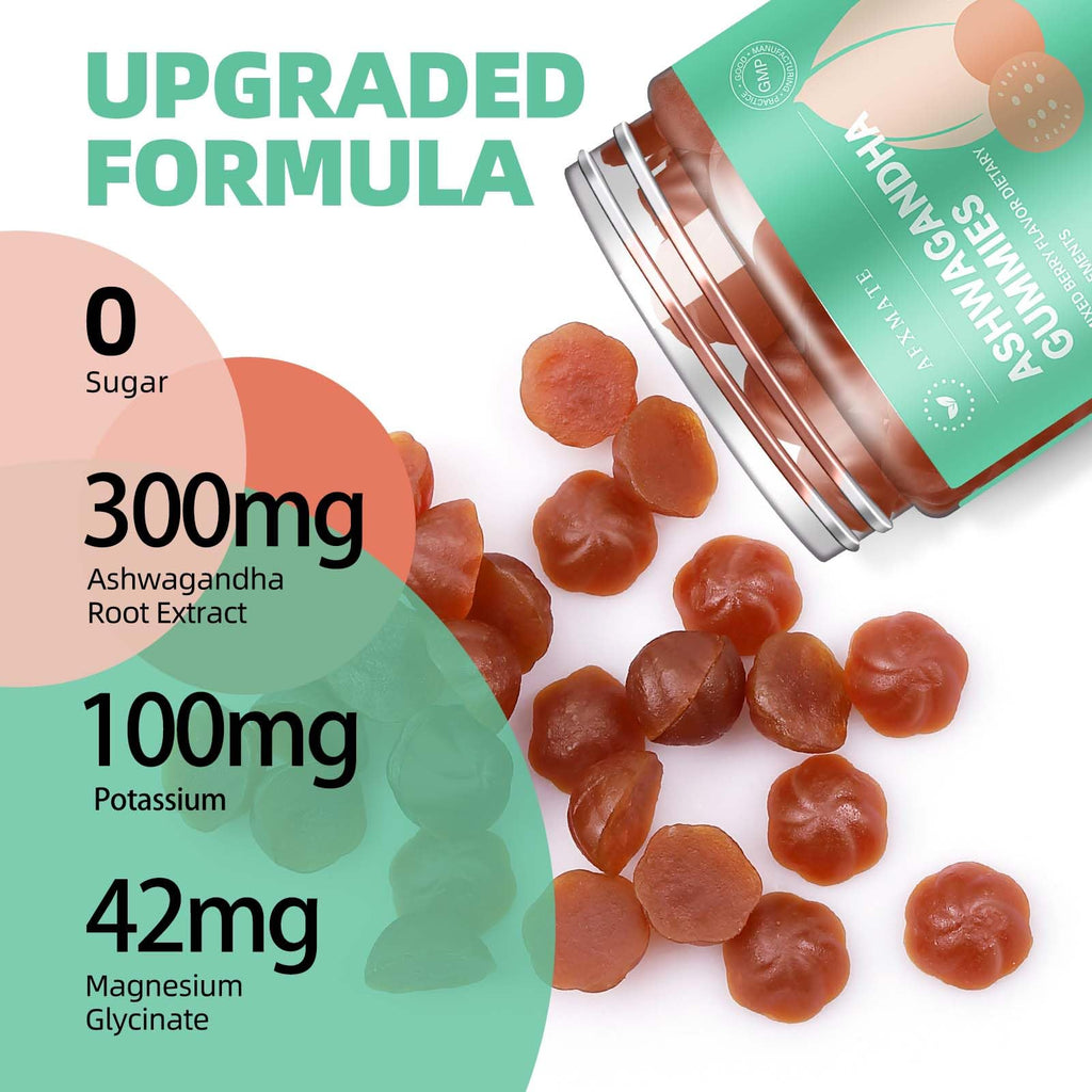 AFXMATE Ashwagandha Gummies for Women Sugar Free, Men's Ashwagandha Supplement Gummy with Vitamin D Magnesium Vegan (90 Counts) AFXMATE Au supplements