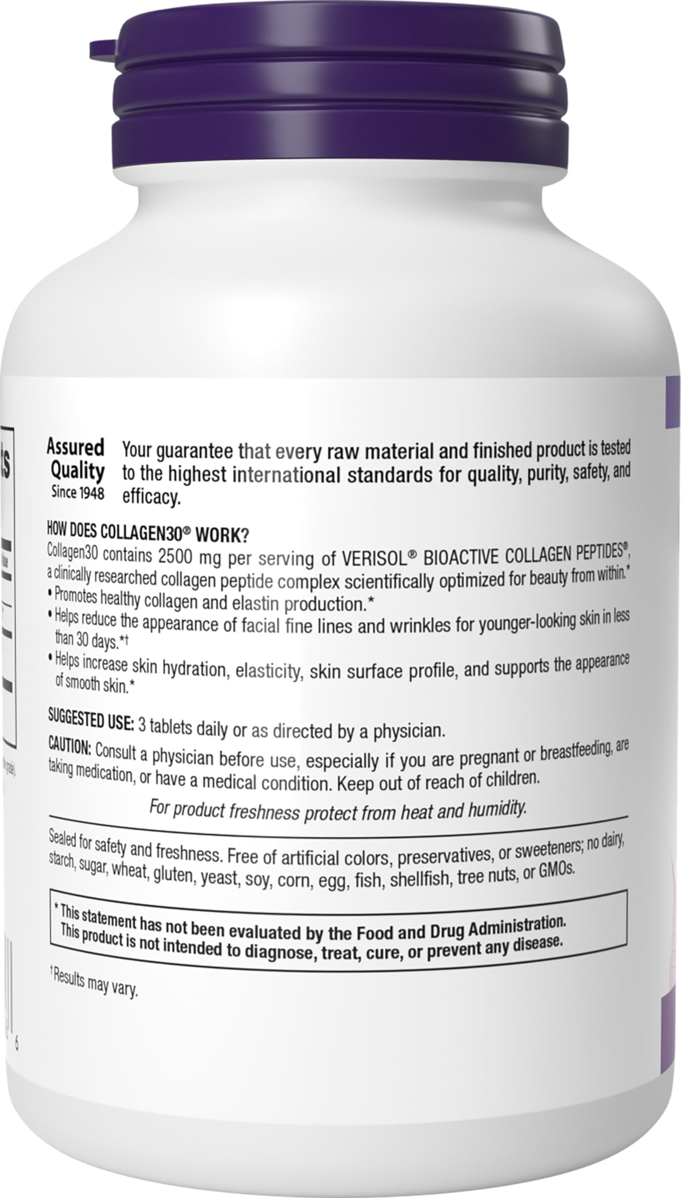 Webber Naturals Collagen 30 Anti-Wrinkle, 2,500mg of Bioactive Collagen Peptides Per Serving (3 Tablets), 180 Tablets, Helps Reduce Deep Wrinkles