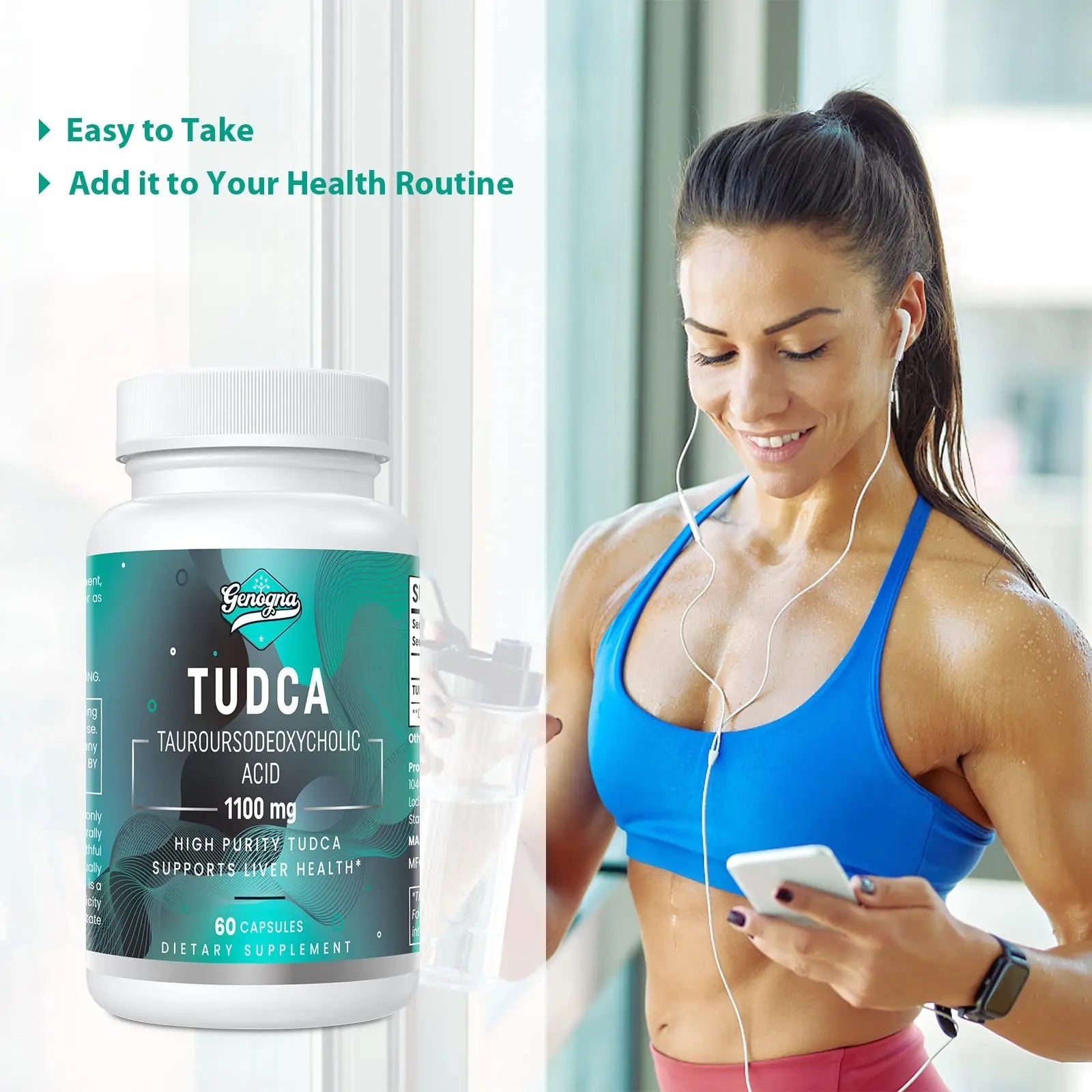 Genogna TUDCA 1100mg-Liver Support Supplement for Detox Cleanse, Water-Soluble Bile Genogna Au supplements