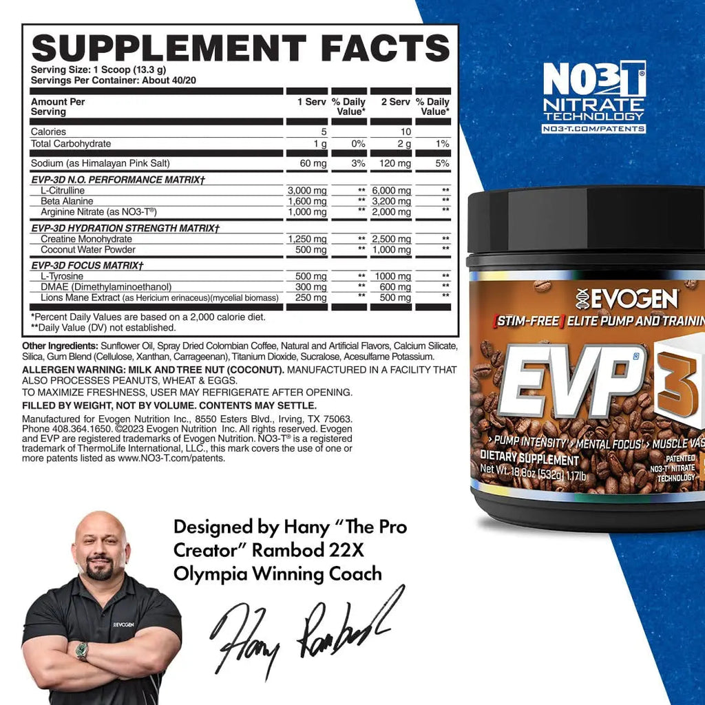 Evogen EVP 3D Caramel Frappe | Xtreme Stimulant Free Pre-Workout Powder, Arginine Nitrate Evogen Au supplements
