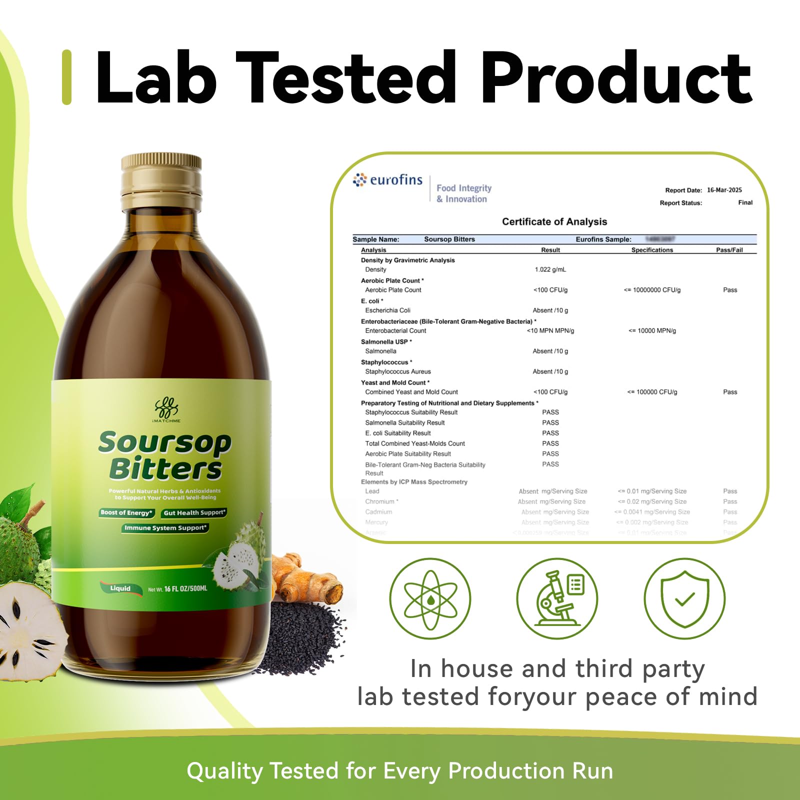 Soursop Bitters Liquid for Digestive Health,Gut Detox&Cleanse,Antioxidant,Immune Support,Skin Health-Pure 15 Herb Guanabana Tea with Black Seed,Moringa & Turmeric