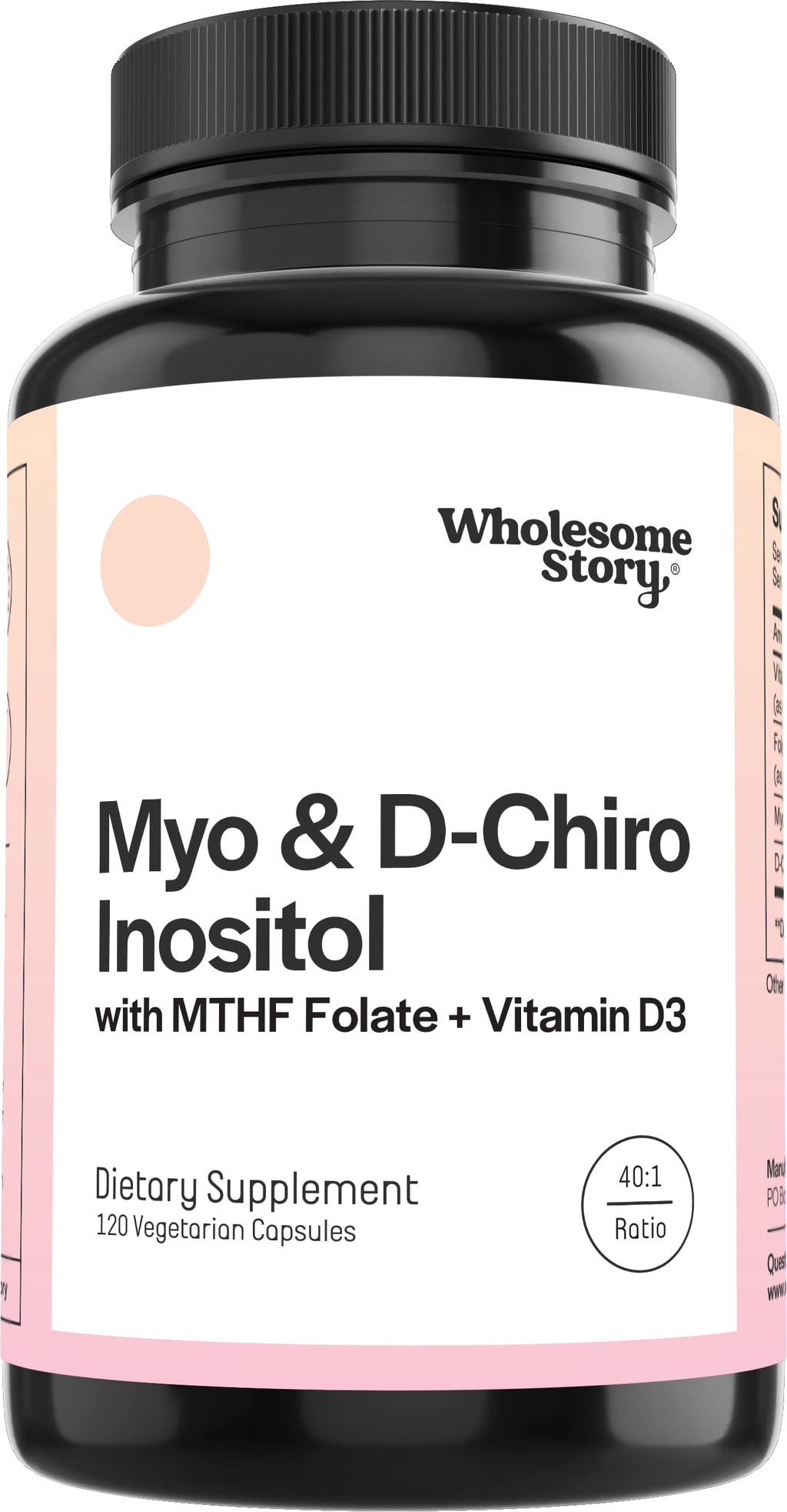 Myo-Inositol & D-Chiro Inositol Capsules with MTHF, Folate, Vitamin D| Support for Ovarian Function, Hormone Balance, & Homocysteine Levels | Fertility Supplements for Women | 40:1 Ratio Wholesome Story Au supplements