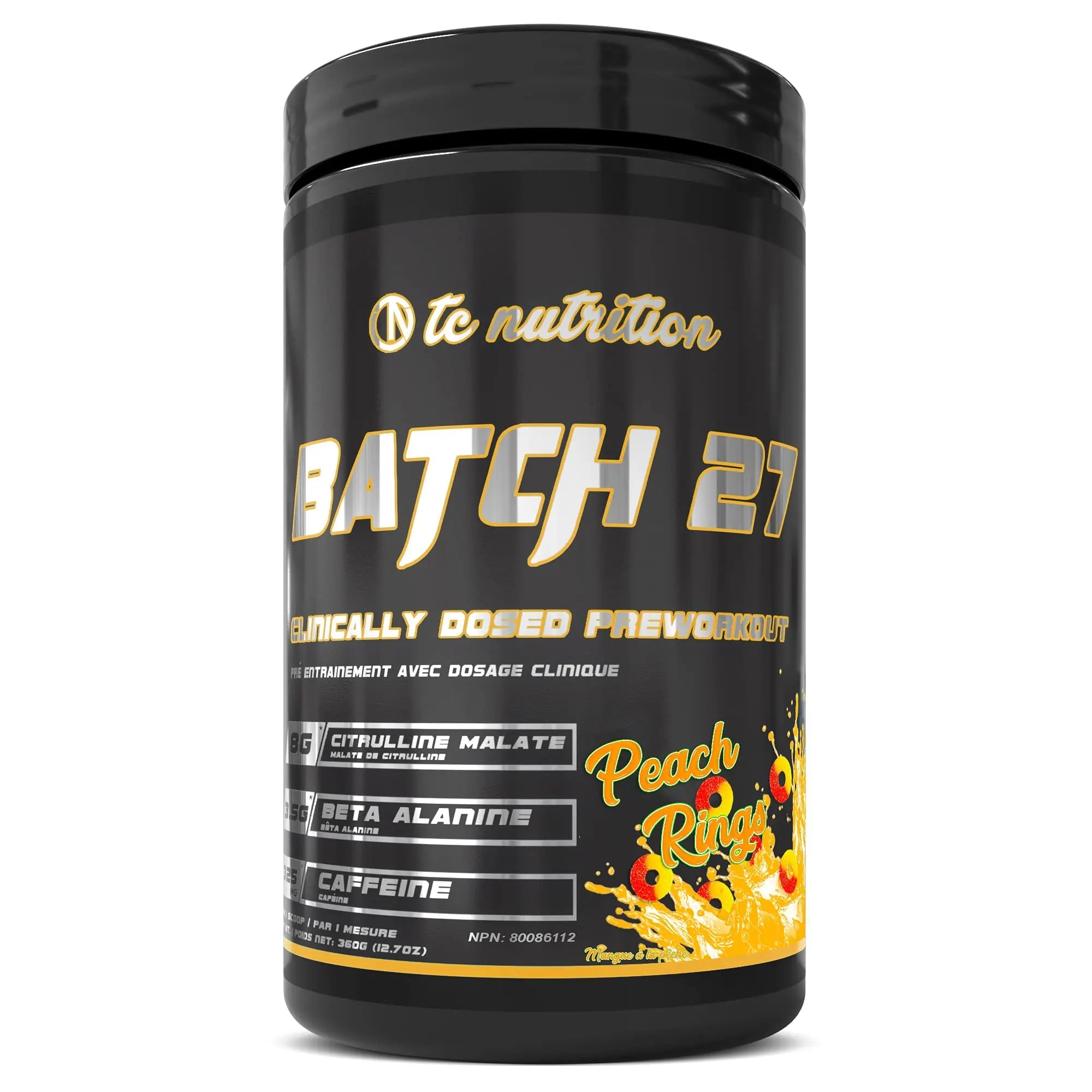 Batch 27 Pre Workout Powder - 8g Citrulline, 3.5g Beta Alanine, 2.5g Betaine, 325mg Caffeine TC Nutrition Au supplements