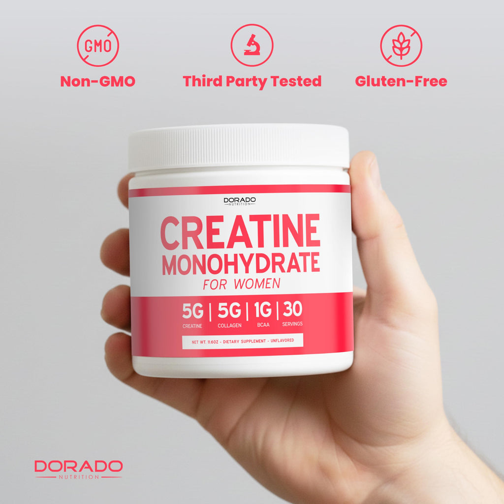 Creatine for Women | Creatine Monohydrate Powder 5G + 5000mg Collagen + 1000mg BCAA 2:1:1 Powder (30 Serving) Support Glutes, Lean Muscles, Recovery, Energy & Stamina Non-GMO, Gluten Free - USA Made DORADO NUTRITION Au supplements